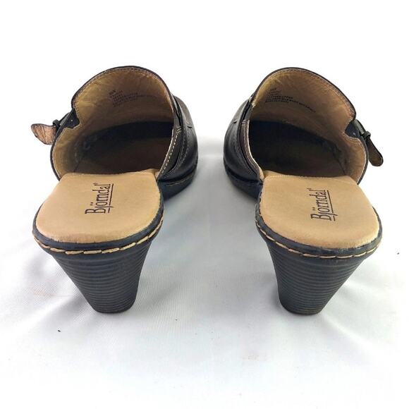 Bjorndal Brown Leather Kendall 136181 Slip On Clog Mule Wedge Shoe 9.5 Durable - Picture 6 of 9